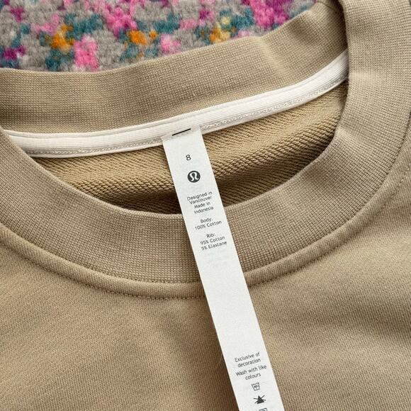 Lululemon Perfectly Oversized Crew Trench Tan Beige Sweatshirt Women’s Size 8 - Picture 9 of 10
